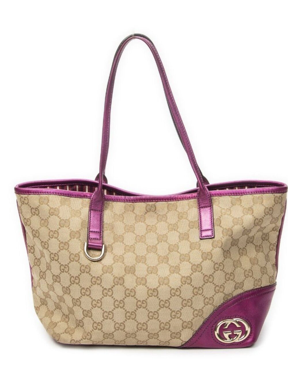 Gucci Small Britt Pink Beige GG Canvas Messenger